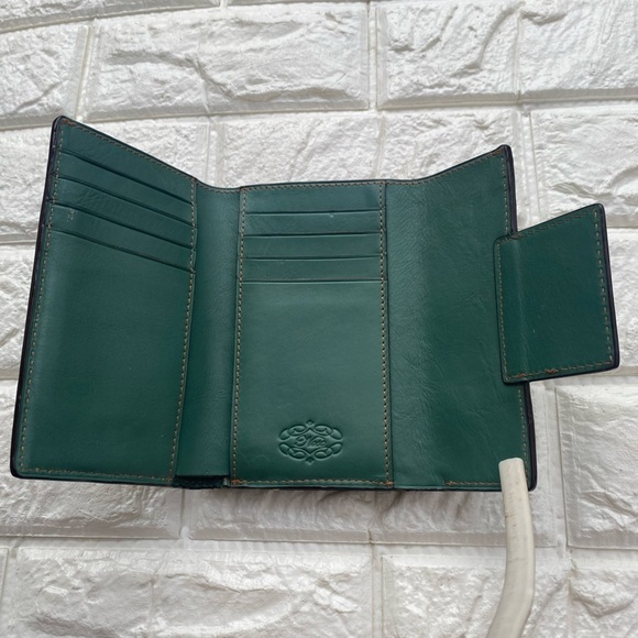 Vintage Nest by Anthropologie green Leather Card trifold Wallet - Picture 4 of 8